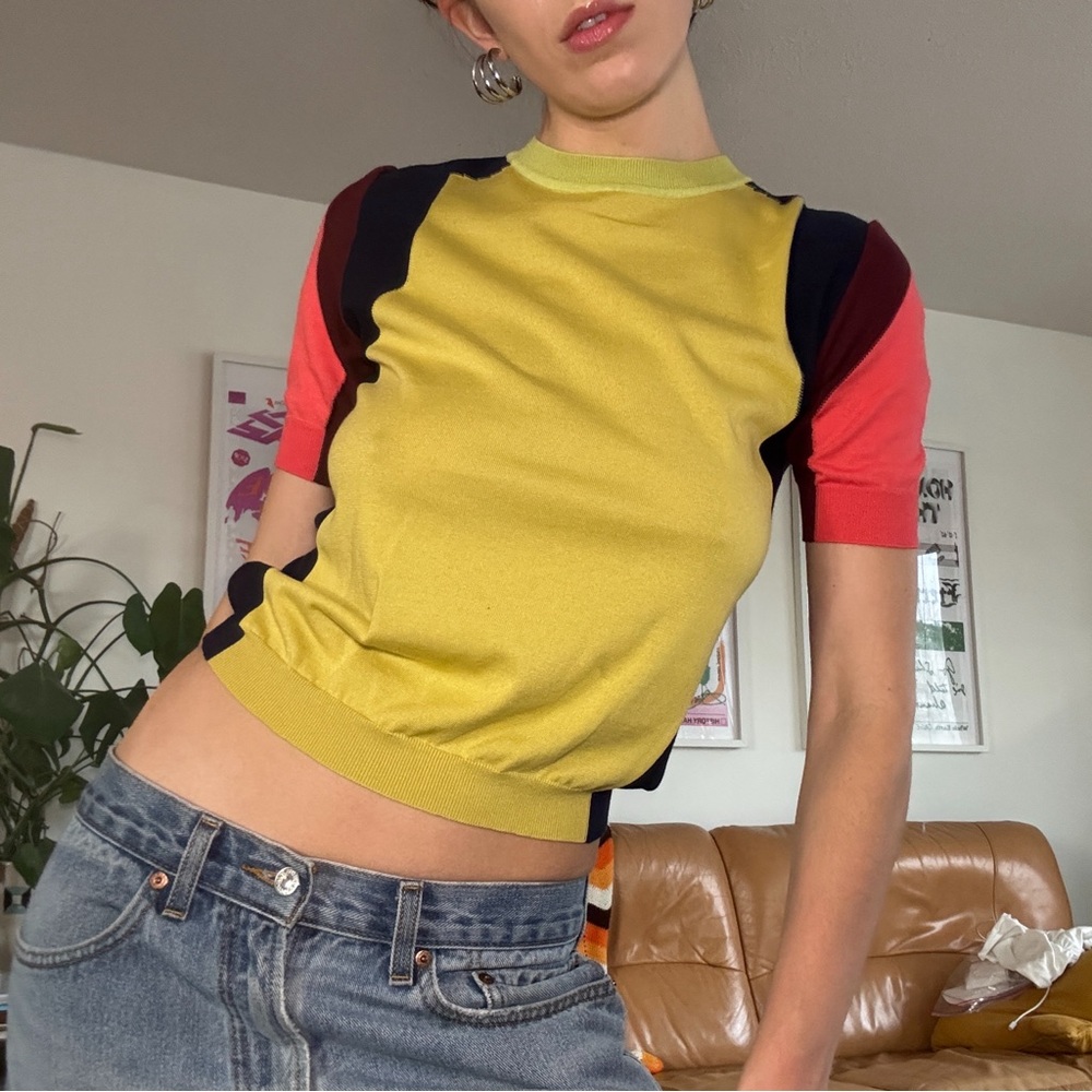 MARNI Colorblock Short Sleeve Knit Top